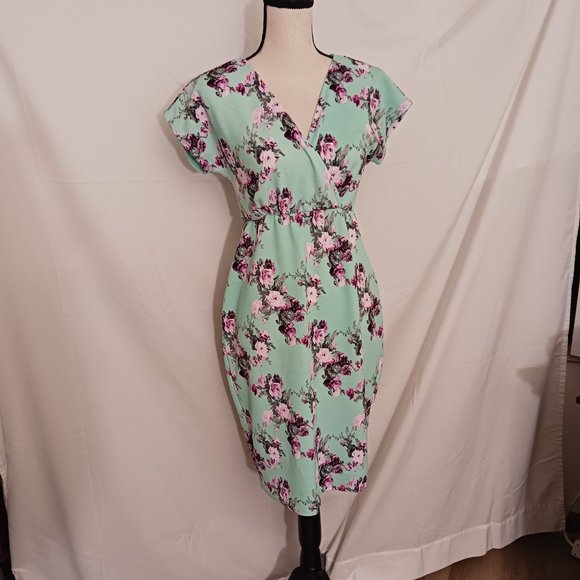Pinkblush Dresses & Skirts - Pink Blush Teal Floral Knee Length Dress Spring Summer